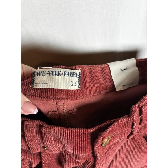 NWT Free People Women's Corduroy Pants Red Straight 25 Risk Taker High Rise - Picture 8 of 10